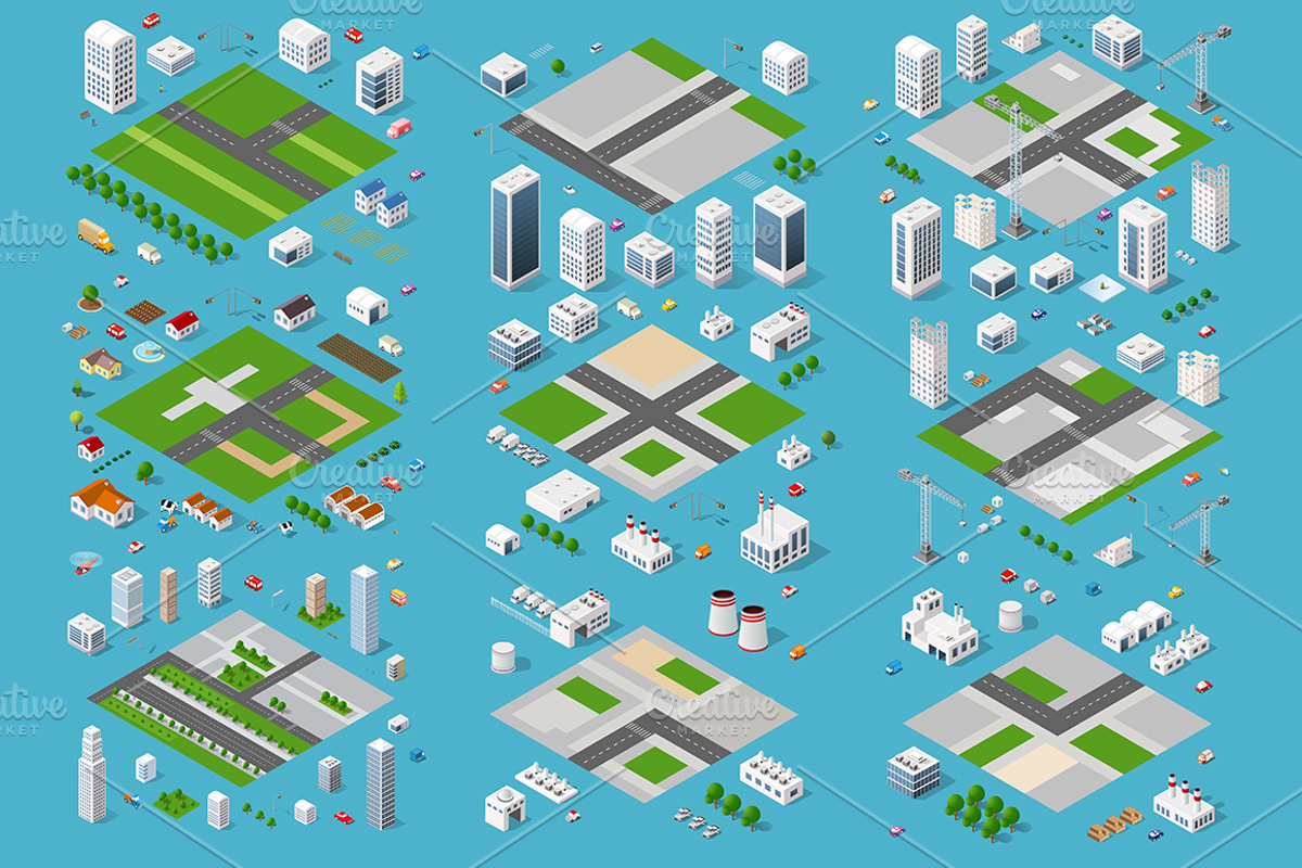 City module creator school town, an Object Illustration by AlexZeL
