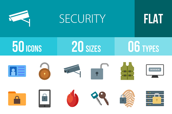 50 Security Flat Multicolor Icons preview 4