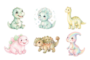 watercolor Baby Dinosaurs cliparts, an Animal Illustration by BerryPieArt (Thumbnail 2 of 4)