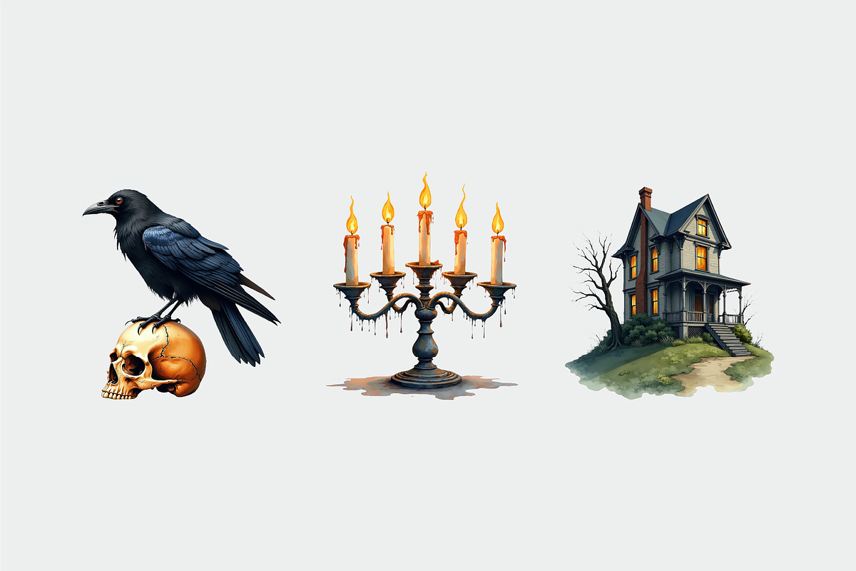 Haunted Halloween Clipart PNG Set, an Object Graphic by Printable Pretty Studio (Photo 6 of 6)