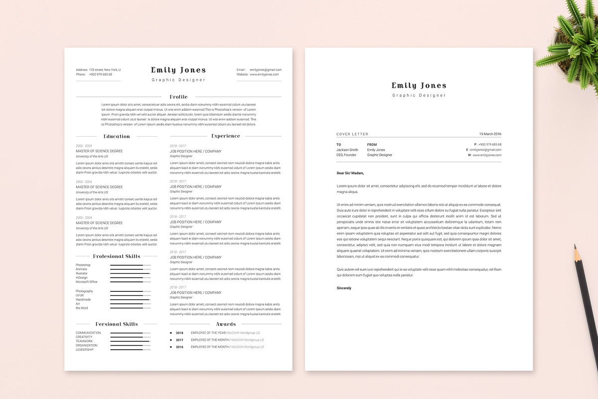 Water Color CV-Resume Tempalate *C, a Resume Template by Showy68 Template (Photo 1 of 3)
