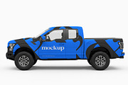 Pickup Truck Side View Wrap Mockup, an Advertising Mockup by graphypix (Thumbnail 1 of 4)