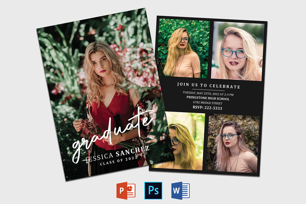 Graduation Announcement Template, a Card Template by Designscozy (Photo 2 of 5)