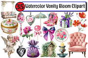 Watercolor Vanity Bloom Clipart, an Illustration by Design Market (Thumbnail 1 of 3)