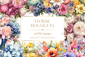 40 Floral Bouquets Clip Art