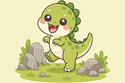 Happy Baby Dinosaur Cartoon, an Animal Illustration by Artpon Illustration (Thumbnail 3 of 3)