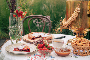 Traditional Outdoor Tea with Samovar, a Food & Drink Photo by Jan Jack Russo Media