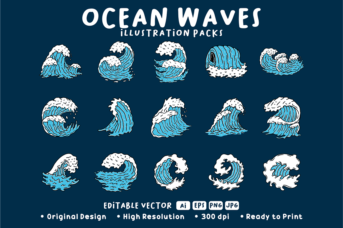 OCEAN WAVES PACKS, an Object Illustration by Ngaula Std. (Photo 1 of 3)