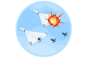 Isometric air combat interceptor, a Transportation Illustration by Golden Sikorka