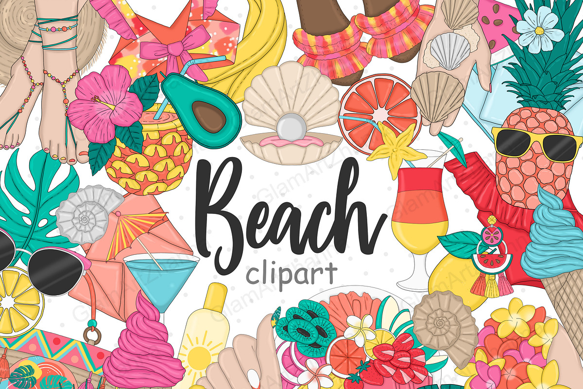 Beach Clip Art Bundle, an Object Illustration by GlamArtZhanna (Photo 1 of 5)