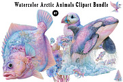 Watercolor Arctic Animals Clipart, a Seasonal Illustration by CreationArt (Thumbnail 1 of 5)