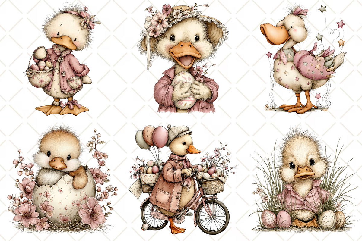 Whimsical Easter Duck Clipart, an Illustration by Black Bird Studio (Photo 5 of 6)