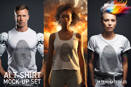Ai T-Shirt Mock-Up Set, a Shirt Mockup by Freeman Studio