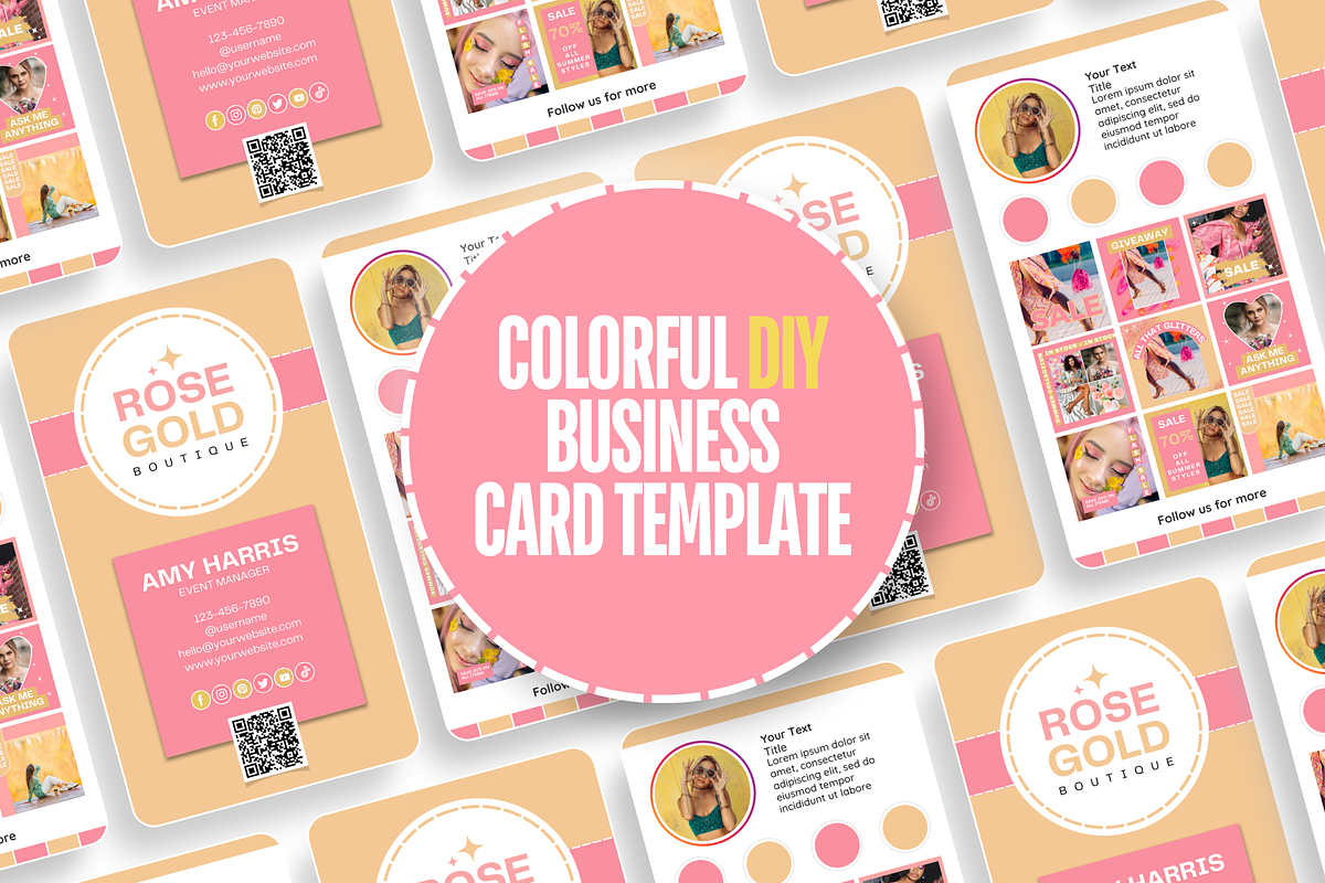 Rose Gold Business Card w/logo, a Business Card Template by SunshineStudioBoutique (Photo 2 of 9)