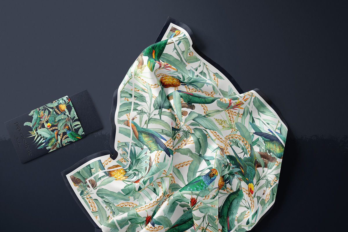 Mint Tropical Parrots Paper Pack, a Pattern Graphic by paper aesthetic (Photo 2 of 8)