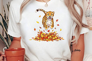 Watercolor Autumn Cheetah Clipart, an Illustration by Craft Nest (Thumbnail 8 of 9)