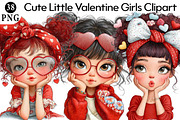 Cute Little Valentine Girls Clipart, an Illustration by Daily.Designs (Thumbnail 1 of 5)