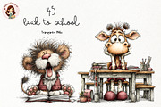 Back To School Animals Clipart, an Education Illustration by Nicolle's Colorful Art (Thumbnail 1 of 4)