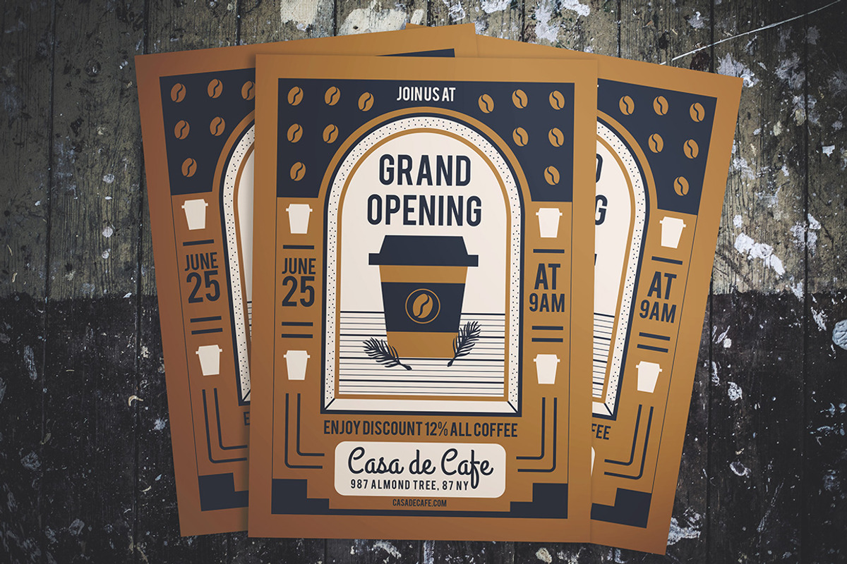 Cafe Grand Opening Flyer, a Flyer Template by Gumico Studio. (Photo 1 of 3)
