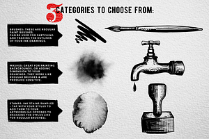 Procreate Ink Brushes , Set Of 36