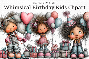 Whimsical Birthday Kids Clipart PNG, an Illustration by Craft Nest