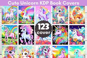 Cute Unicorn KDP Book Covers