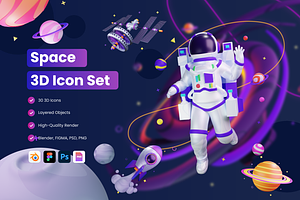 3D Space Icons, an Object 3D Model by Flat Icons