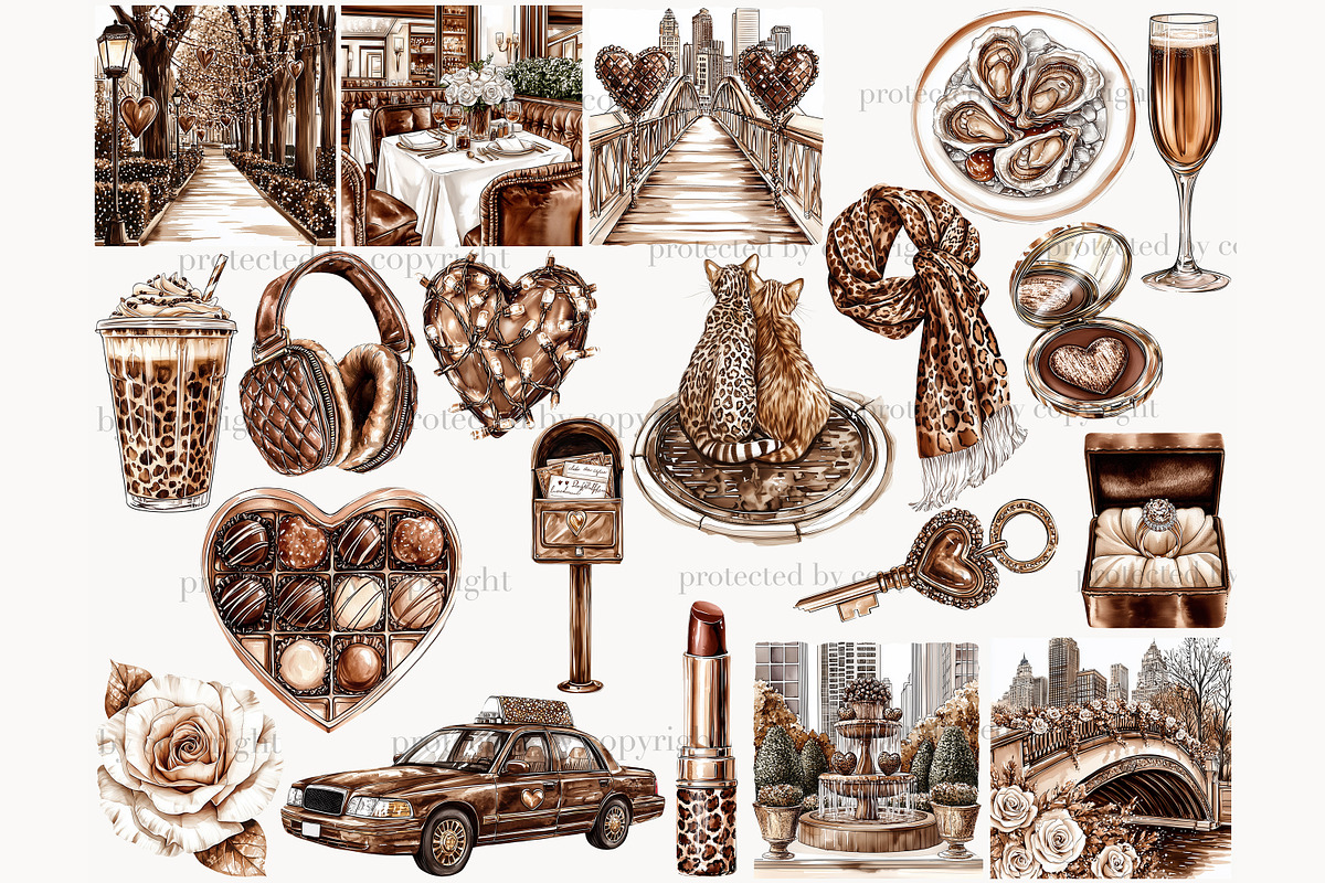 Mocha Valentine's Day Clipart, a Person Illustration by GlamArtZhanna (Photo 3 of 8)