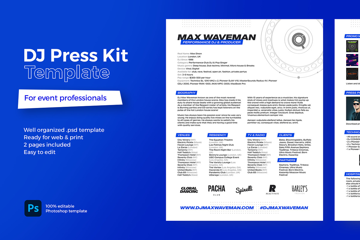 DJ Press Kit / Resume template