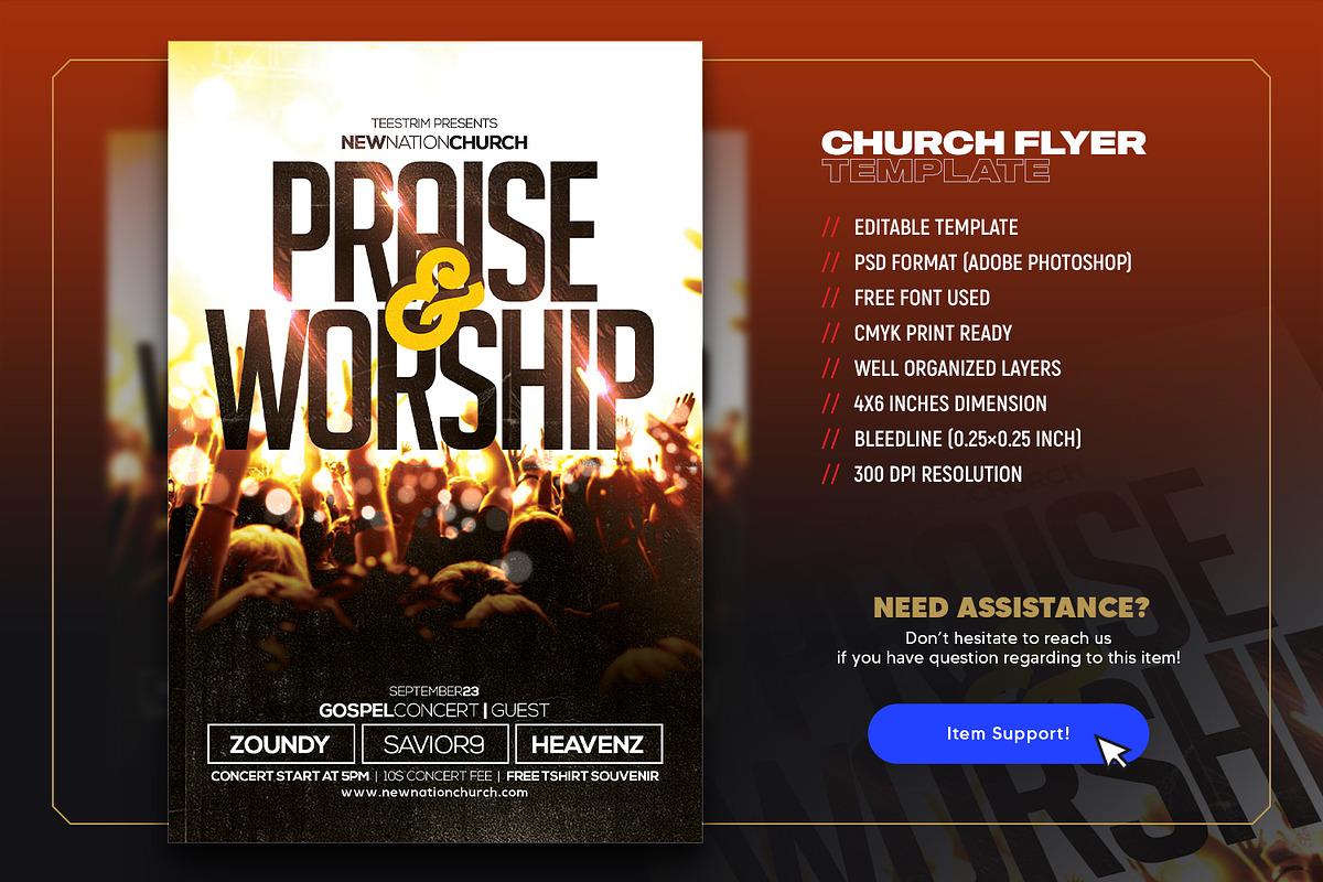 Praise & Worship Church Flyer, a Flyer Template by Intenseartisan_Stock