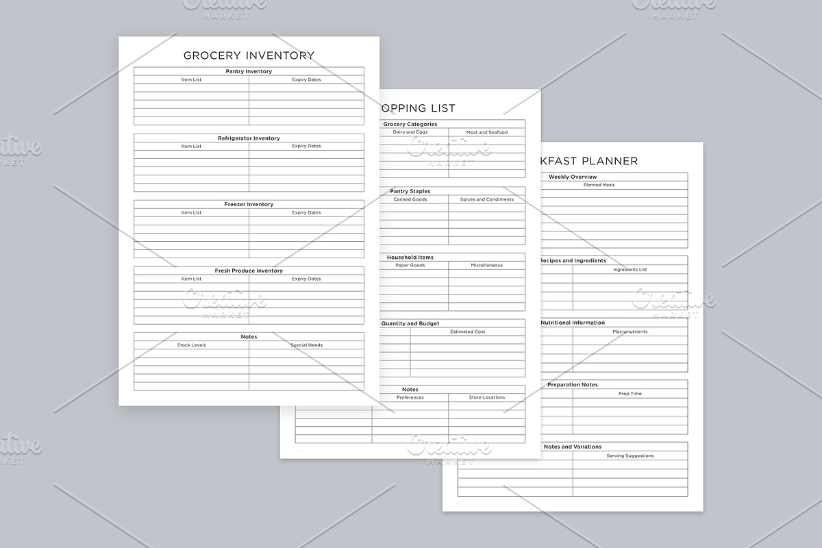 Meal Planning Pages Set V-01, a Stationery Template by shahsoft (Photo 2 of 3)