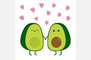 Cute kawaii avocado happpy family, a Food Illustration by Worldofvector (Thumbnail 1 of 3)