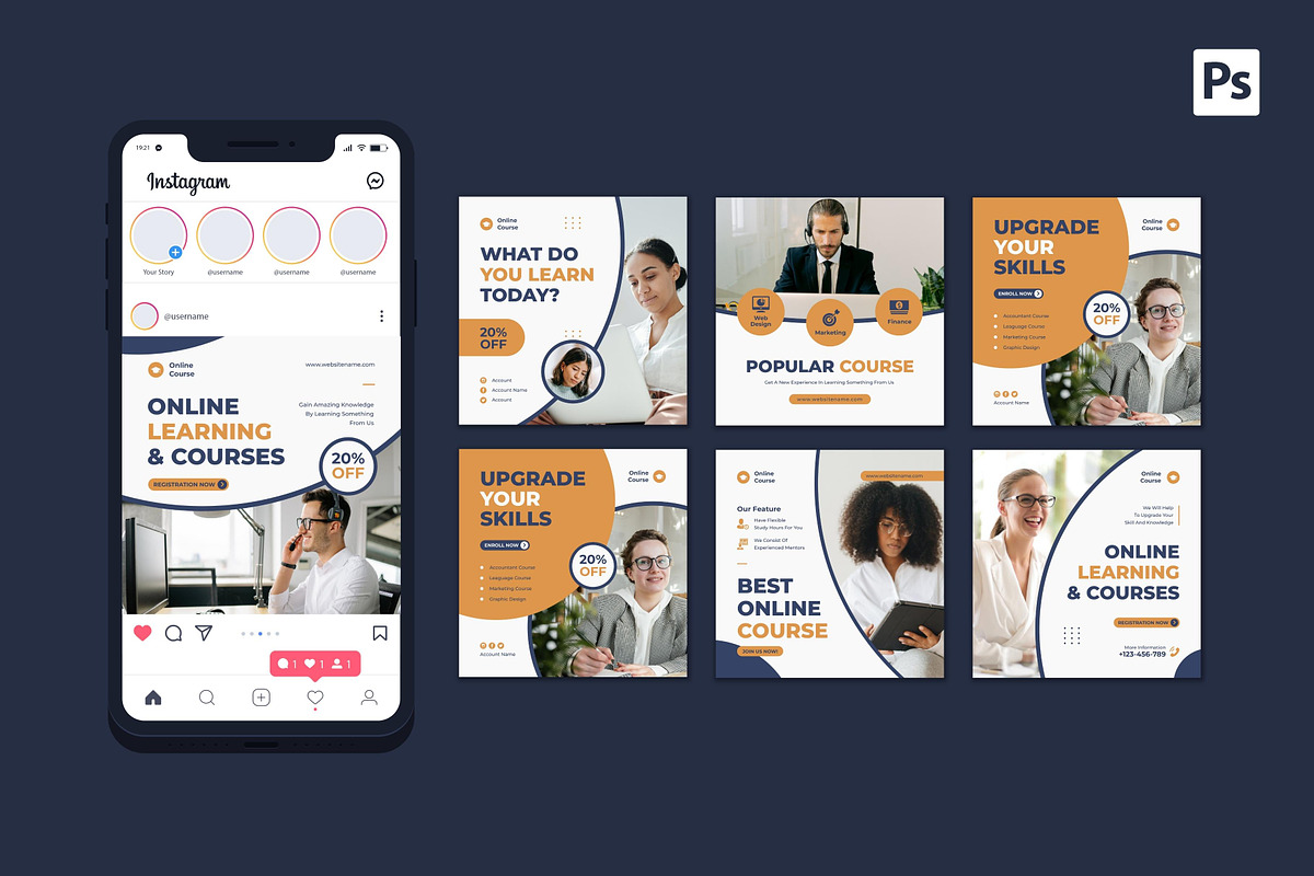 Online Course Instagram Post, a Social Media Template by CavenArt (Photo 3 of 5)