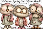Whimsical Spring Owl Clipart Bundle, an Illustration by DreamPrint404 (Thumbnail 1 of 6)