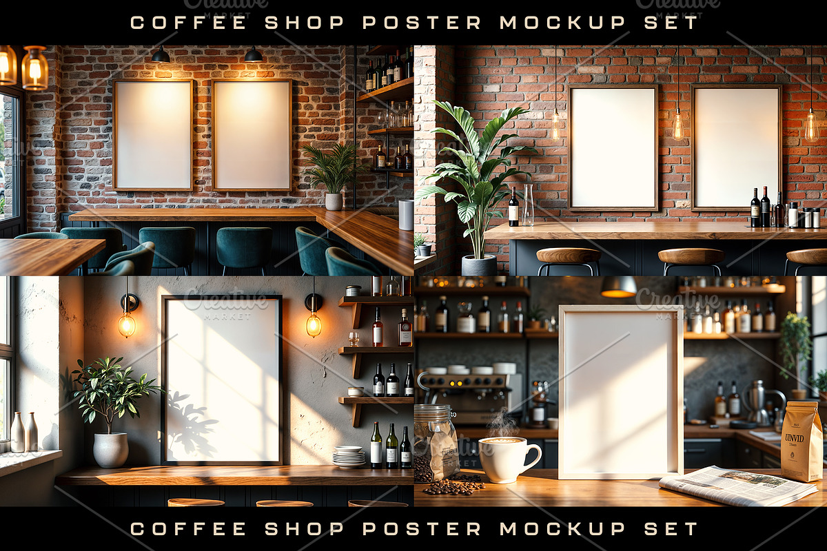 Coffee Shop Poster Mockup Set, a Books & Magazine Mockup by Black Cat Studio (Photo 2 of 2)