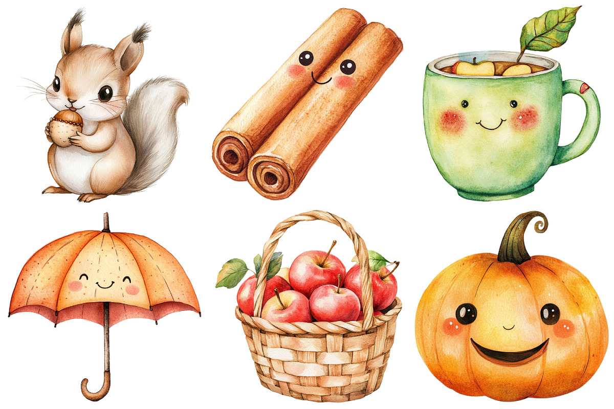 Kawaii Cozy Fall Autumn Clipart, an Illustration by Pixels.Craft (Photo 3 of 7)