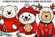 Christmas Animals Sublimation, an Illustration by CreationArt (Thumbnail 1 of 5)