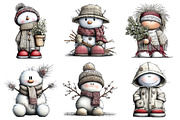 Boho Snowman Clipart Bundle, an Illustration by Daily.Designs (Thumbnail 3 of 5)