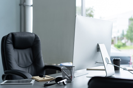 workspace with desktop computer, a Business Photo by OPOLJA
