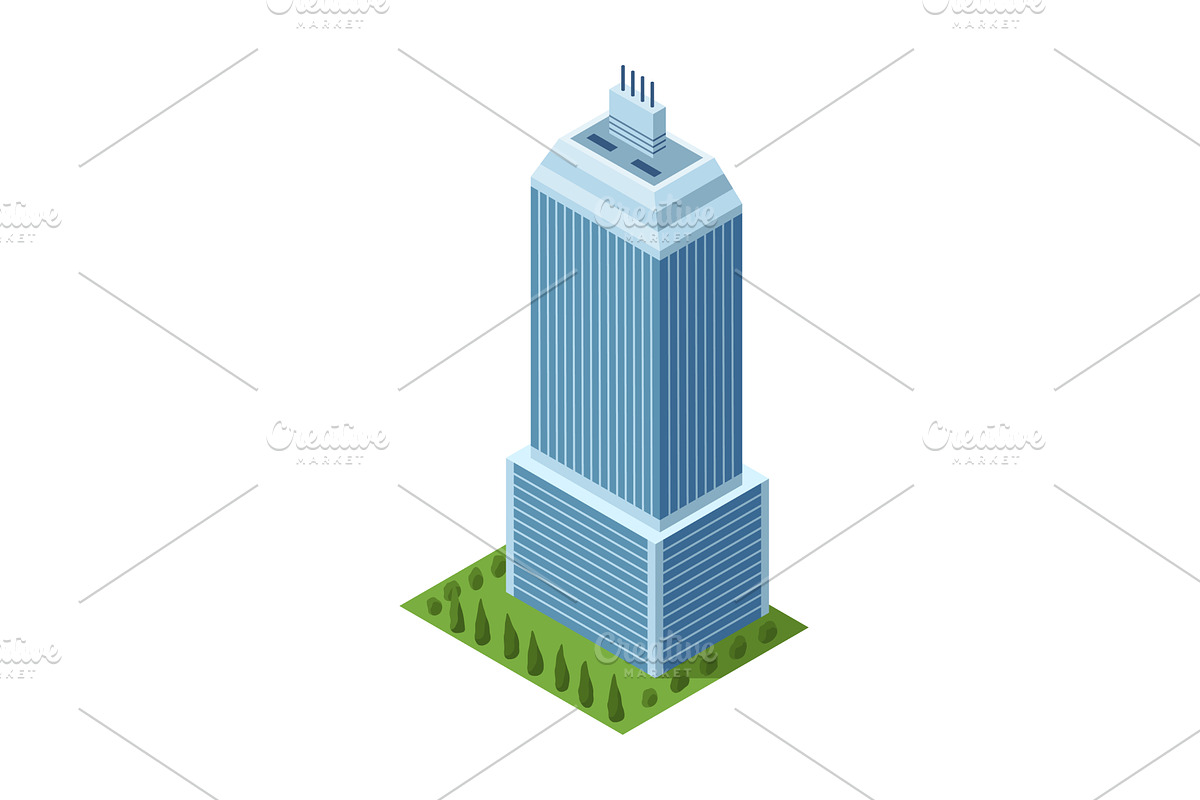Office building, isometric, an Object Illustration by the8monkey