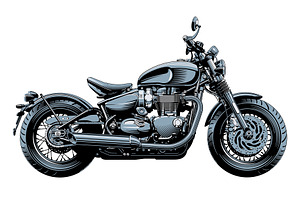 Bobber or chopper motorcycle, vector