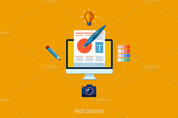 Web Design Flat Icons.