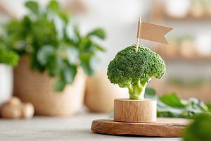 Floret decorates a toothpick flag in a culinary setting with fresh green vegeta, a Food & Drink Photo by AlyaAnd