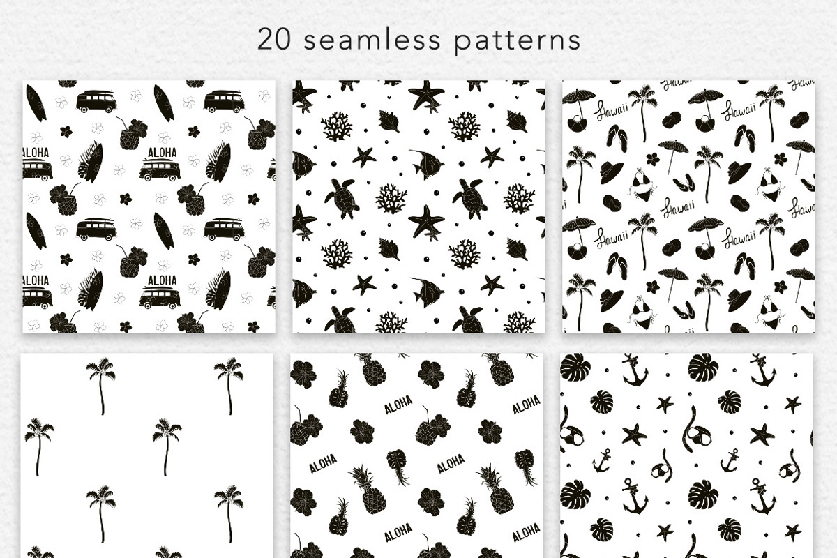 Aloha Hawaii vector illustrations, a Pattern Graphic by Mari_Caliart (Photo 5 of 10)