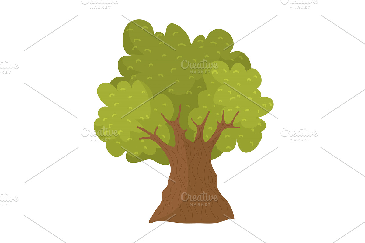 Cartoon style lush green tree with, an Object Illustration by KitVector