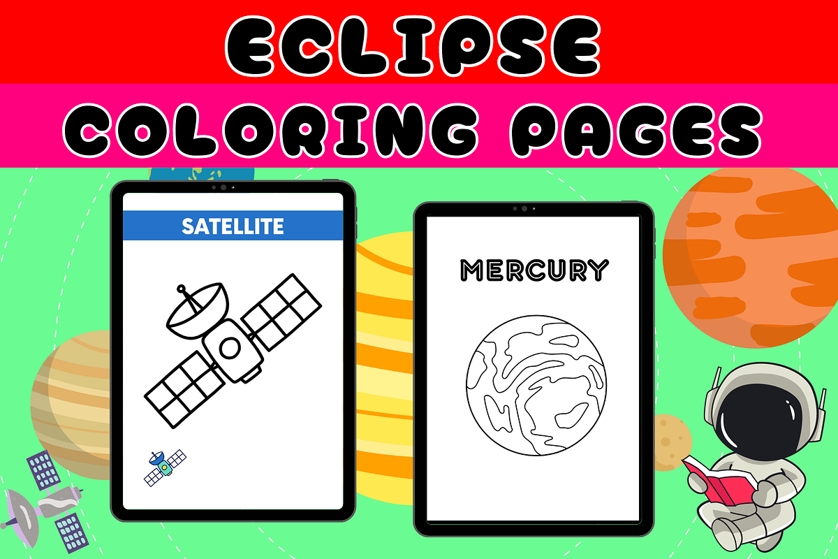 Solar Eclipse Coloring Pages, a Templates & Theme by Premium Digital Templates (Photo 2 of 3)