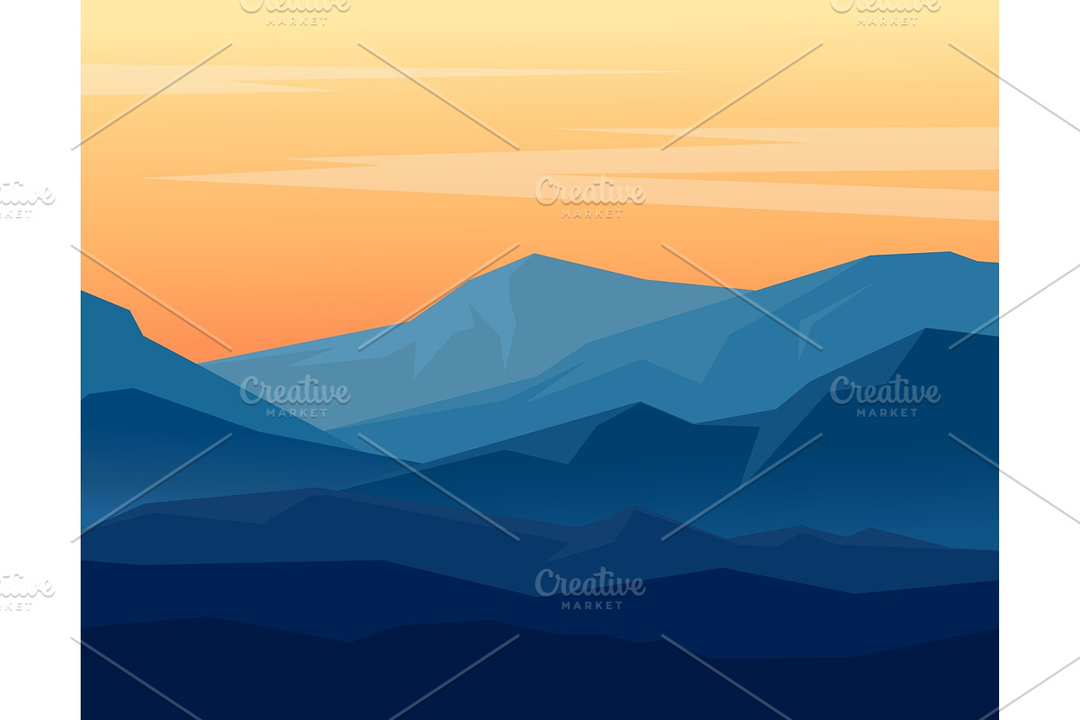 Twilight in blue mountains. Vector, an Illustration by MSA-Graphics