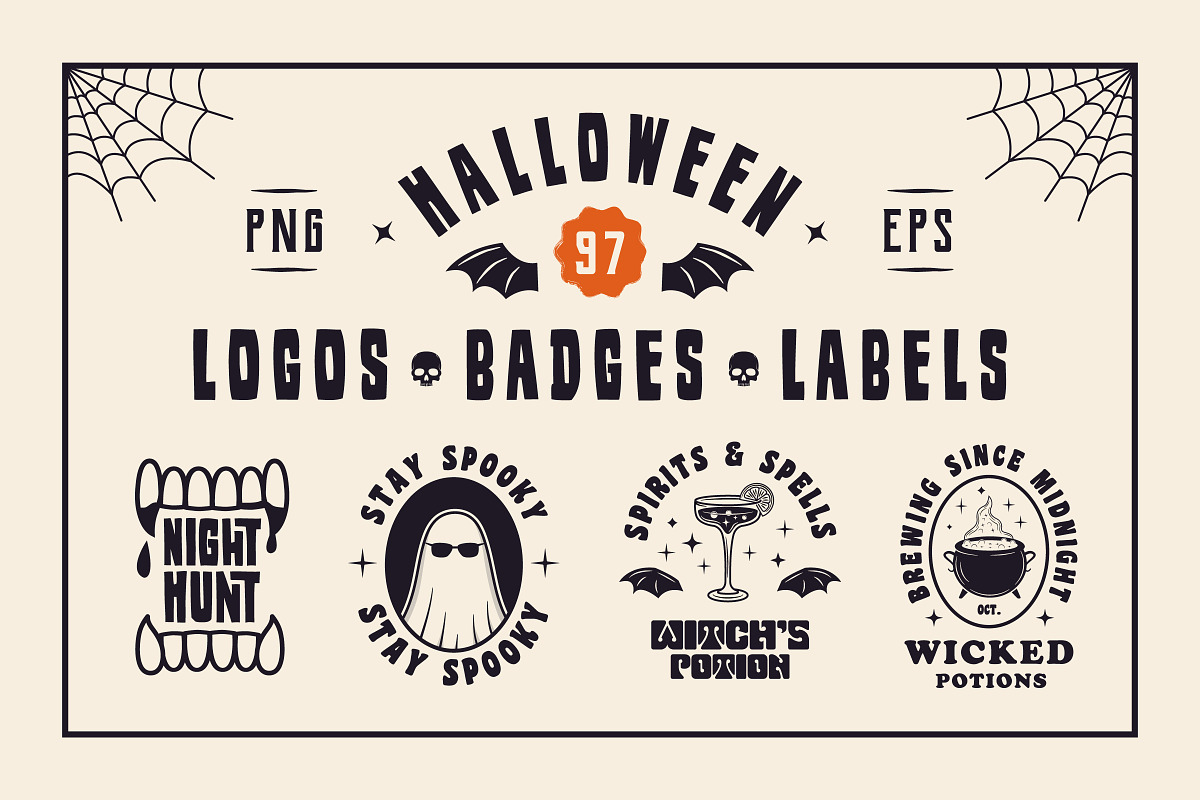 Vintage Halloween Emblems - 97 Logos, an Object Graphic by DenysHolovatiuk (Photo 1 of 9)