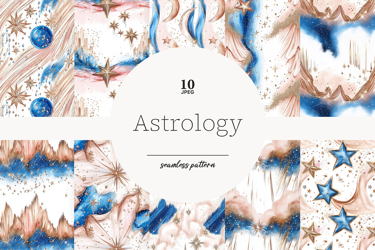 Zodiac Sign Digital Paper Collection, a Pattern Graphic by GlamArtZhanna (Photo 1 of 4)