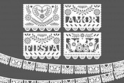White Papel Picado / Fiesta Bunting, an Illustration by Mia's Graphic Design (Thumbnail 1 of 3)